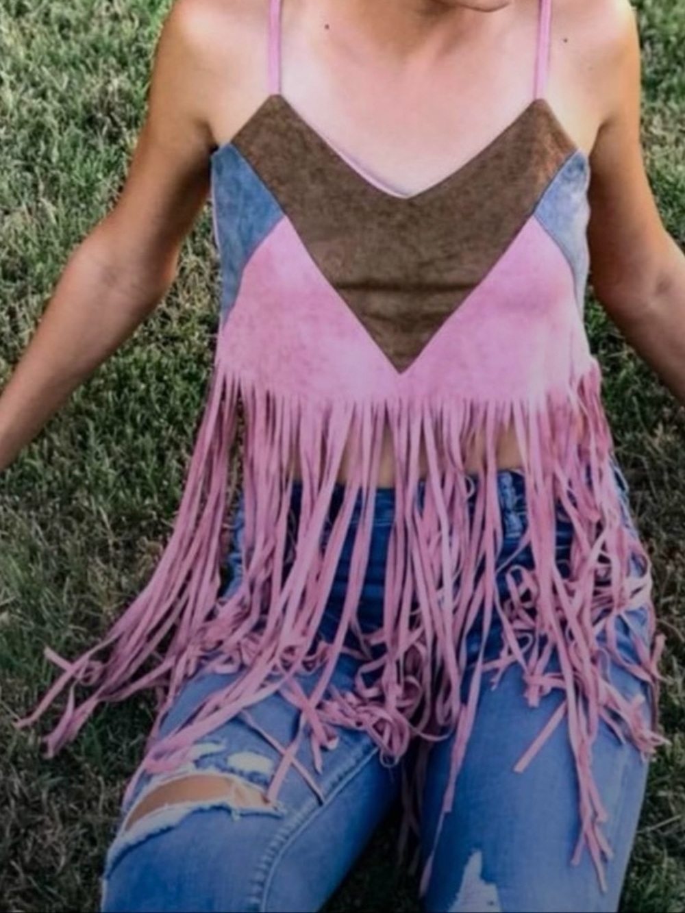 Hayden Los Angeles Multi Color Fringed Women's Tank Top NWT - Picture 2 of 2